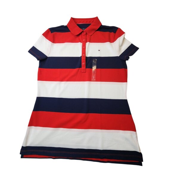 Tommy Hilfiger Women's Polo Shirt Colorblock Small Classic Fit Cotton NWT - Picture 1 of 8